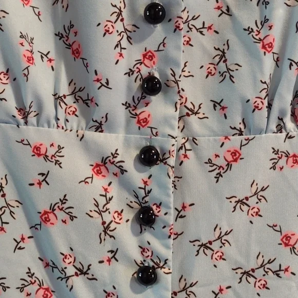 Retro Inspired Ditzy Floral A Line Blue Dress XL - Picture 4 of 6